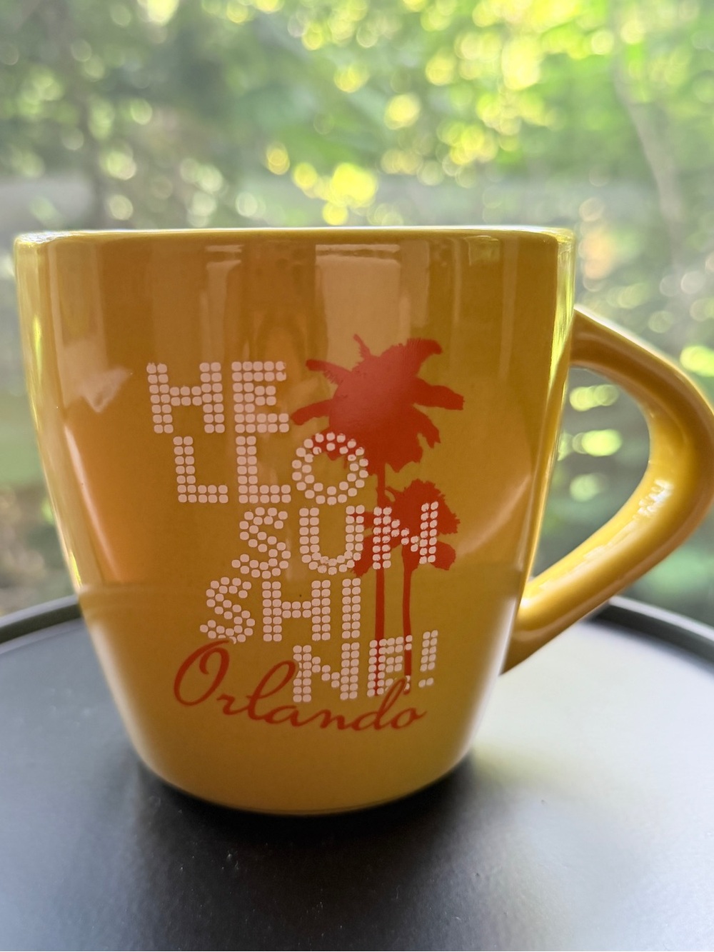 Hello Sunshine Orlando Yellow Ceramic Mug Palm Design 12oz souvenir